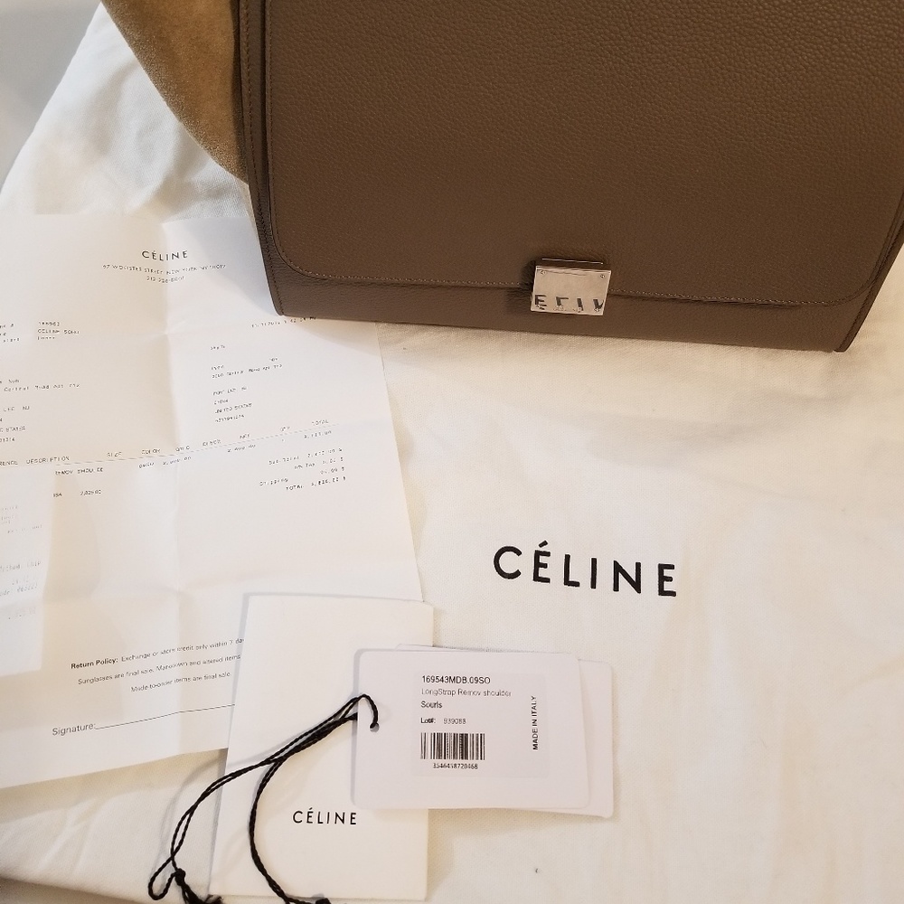 CELINE Suede Medium Trapeze